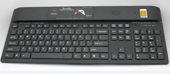 KSI KEYBOARDS, BLACK 104 USB KB W/TCS1 FIPS 201 FINGERPRINT READER & RFIDEAS RDR-6082 125KHZ PROX, CLEANING BUTTON & SEALED MATRIX
